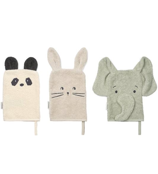 Liewood Washanden - Sylvester - 3-pack - Dove Blue Mix - Liewood - OneSize - Washandjes