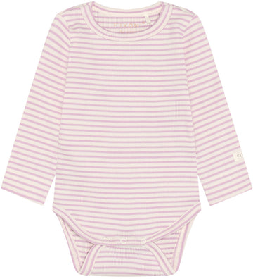 Fixoni Romper l/s - Rib - Gebleekt Mauve - Fixoni - 2 jaar (92) - Rompers Lange Mouw