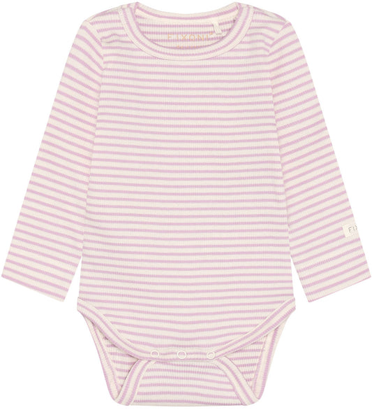Fixoni Romper l/s - Rib - Gebleekt Mauve - Fixoni - 2 jaar (92) - Rompers Lange Mouw