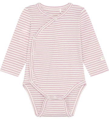 Fixoni Wikkelromper l/s - Rib - Gebleekt Mauve - Fixoni - 44 - Rompers Lange Mouw