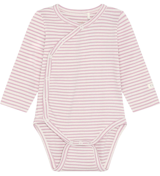 Fixoni Wikkelromper l/s - Rib - Gebleekt Mauve - Fixoni - 44 - Rompers Lange Mouw