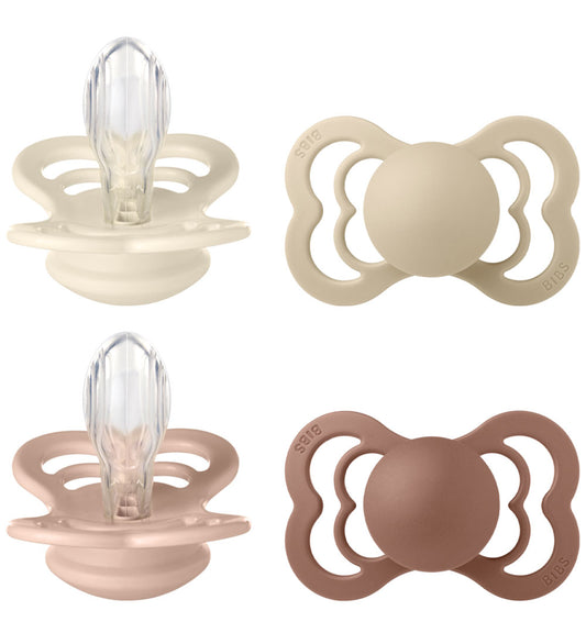 BIBS Supreme+ Fopspenen - Maat 2 - 4-pack - Symmetrisch - Blush/ - BIBS - 6-18 mnd - Fopspenen