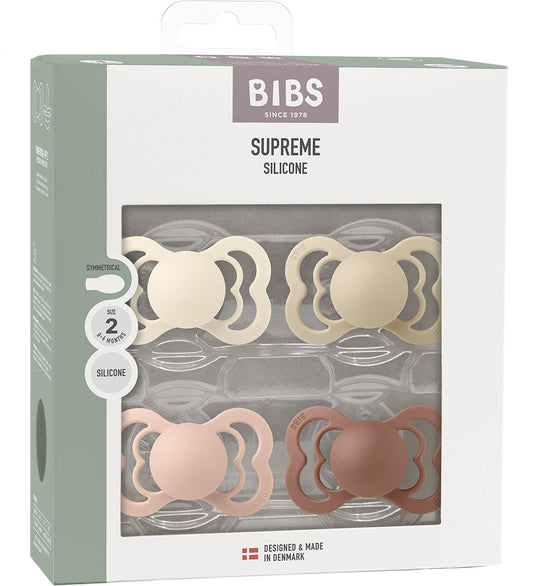 BIBS Supreme+ Fopspenen - Maat 2 - 4-pack - Symmetrisch - Blush/ - BIBS - 6-18 mnd - Fopspenen