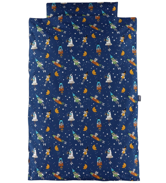 Nørgaard Madsens Beddengoed - Baby - Blauw m. Ruimteraketten - Nørgaard Madsens - Baby - Beddengoed - Baby
