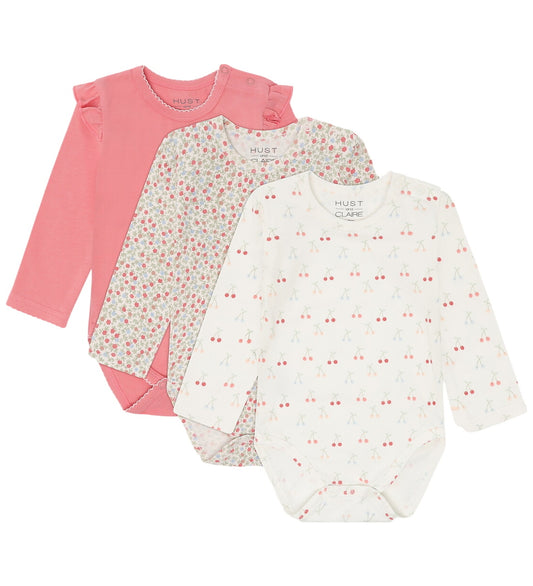 Hust and Claire Romper l/s - HCBella Spring - 3-pack - Ivory - Hust and Claire - 1½ jaar (86) - Rompers Lange Mouw