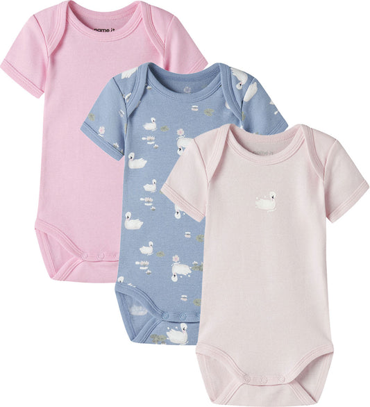 Name It Rompers s/s - Noos - NbfBody - 3-pack - Eindeloos Sky/Me - Name It - 62 - Rompers Korte Mouw