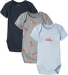 Name It Rompers s/s - Noos - NbfBody - 3-pack - Grey Melange/W/C - Name It - 68 - Rompers Korte Mouw