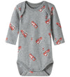 Name It Rompers l/s - Noos - NbmBody - 3-pack - Grey Melange/W/C - Name It - 2 jaar (92) - Rompers Lange Mouw