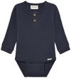 Minymo Romper l/s - Rib - Odyssey Gray - Minymo - 1 jaar (80) - Rompers Lange Mouw