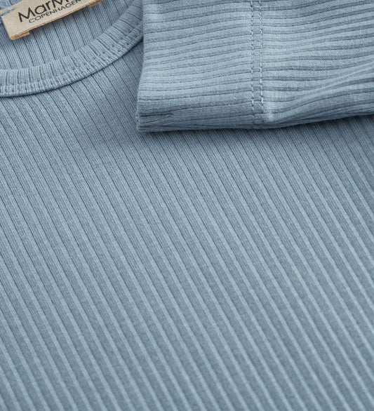 MarMar Romper l/s - Rib - Katoen/Modaal - Blue Iris - MarMar - 56 - Rompers Lange Mouw
