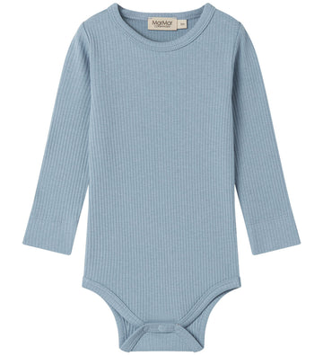 MarMar Romper l/s - Rib - Katoen/Modaal - Blue Iris - MarMar - 56 - Rompers Lange Mouw
