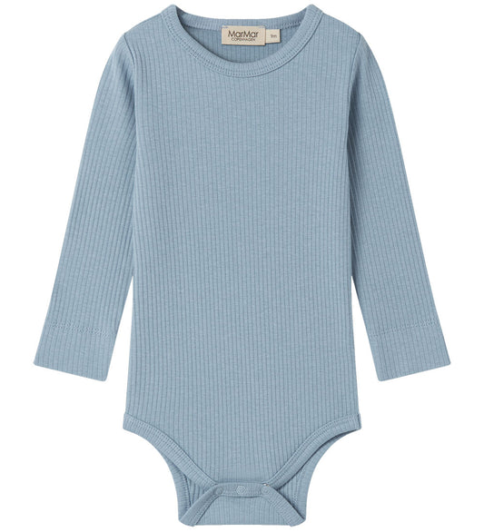 MarMar Romper l/s - Rib - Katoen/Modaal - Blue Iris - MarMar - 56 - Rompers Lange Mouw