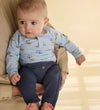 Minymo Romper l/s - Niagara Mist m. Dier - Minymo - 1 jaar (80) - Rompers Lange Mouw