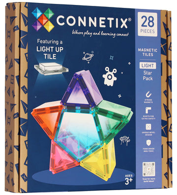 Connetix Magneetset m. Licht - 28 Onderdelen - Light Star Pak - Connetix - OneSize - Magnetisch speelgoed