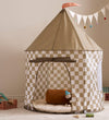 Kids Concept Speeltent - 100x130 cm - Khaki/Wit Geruit - Kids Concept - OneSize - Speeltenten