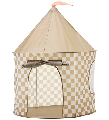 Kids Concept Speeltent - 100x130 cm - Khaki/Wit Geruit - Kids Concept - OneSize - Speeltenten