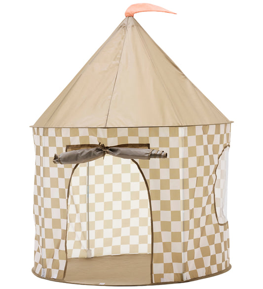 Kids Concept Speeltent - 100x130 cm - Khaki/Wit Geruit - Kids Concept - OneSize - Speeltenten