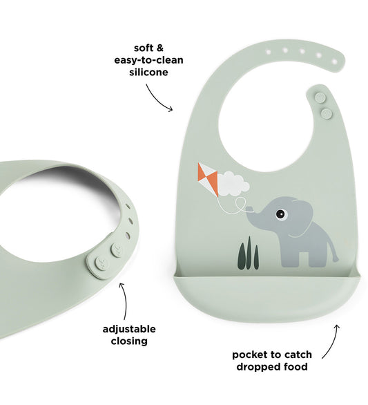 Done by Deer Slab met voedselopvanger - Silicone - Speeltuin - G - Done by Deer - OneSize - Slabbetjes