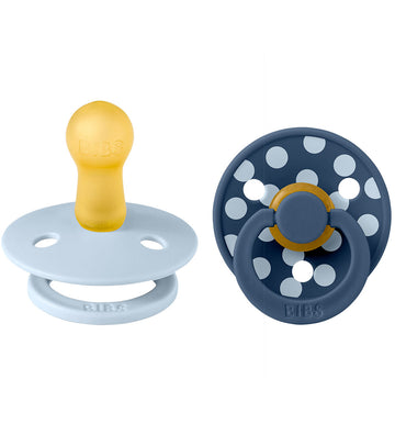 BIBS Colour Fopspenen - Maat 2 - Rond - 2-pack - Baby Blue/Steel - BIBS - 6-18 mnd - Fopspenen