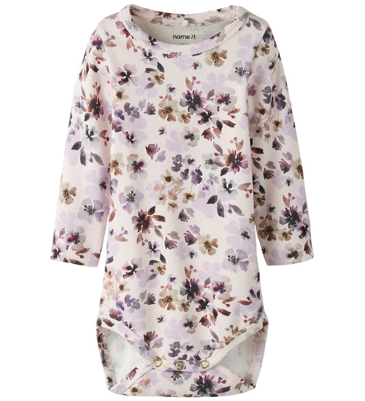 Name It Romper l/s - NbfKayla - Calciet/Grape Compote/Boodschapp - Name It - 50 - Rompers Lange Mouw