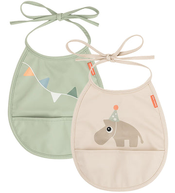 Done by Deer Slabbetjes - PU - 2-pack - Celebration - Waar - Done by Deer - OneSize - Slabbetjes
