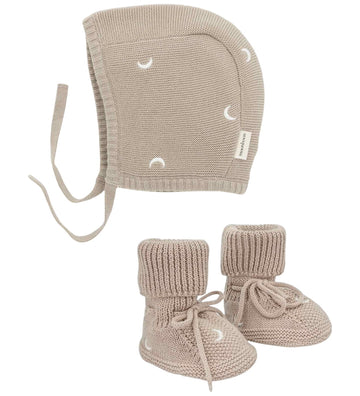 Moonboon Cadeaubox - Kruipschoenen En Babymuts - Gebreid - Aarde - Moonboon - 3-6 mnd - Babymutsen