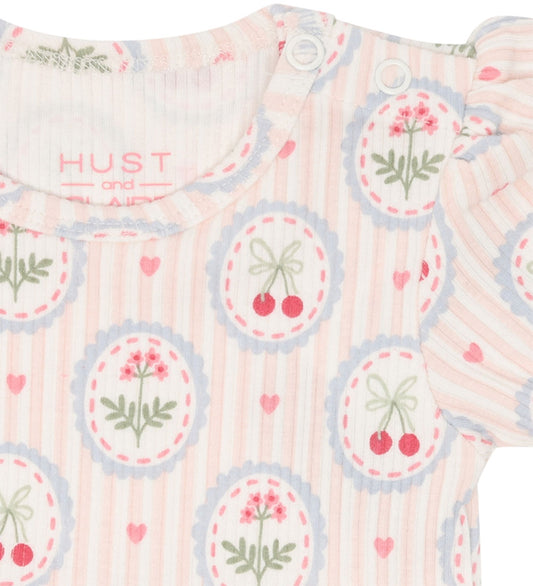 Hust and Claire Body met Rok - Rib - Modaal - HCKristi - Ivory - Hust and Claire - 62 - Rompers Korte Mouw