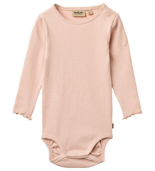 Wheat Romper l/s - Rib - Regitz - Powder - Wheat - 68 - Rompers Lange Mouw