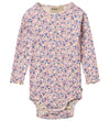 Wheat Romper l/s - Rib - Rie - Roze Blue Bloemen - Wheat - 68 - Rompers Lange Mouw