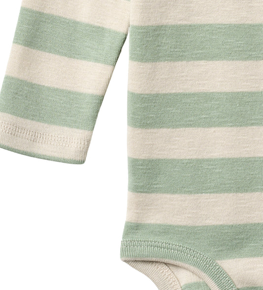 Wheat Romper l/s - Freddie - Mint Stripe - Wheat - 1 jaar (80) - Rompers Lange Mouw