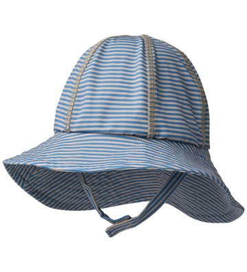 Wheat Zonnehoed - UV40+ - Bora - Blue Zwemmen Stripe - Wheat - 48-51 cm - Zwemhoedjes