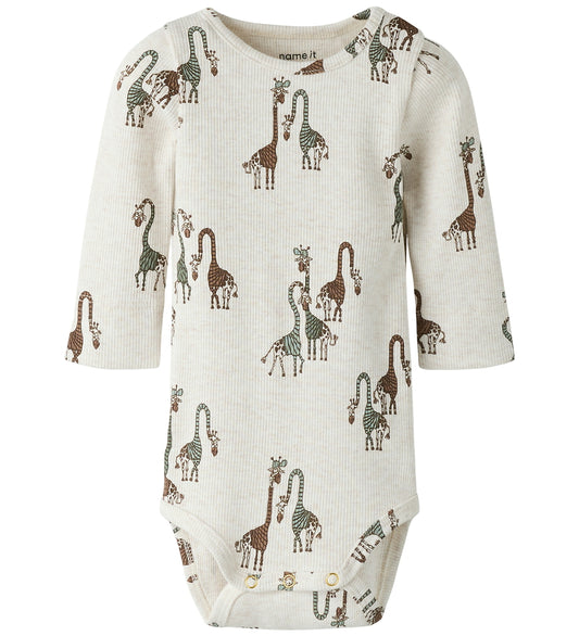 Name It Romper l/s - Rib - Noos - NbmFridolin - Peyote Melange/A - Name It - 1½ jaar (86) - Rompers Lange Mouw