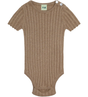FUB Romper s/s - Rib - Camel Melange - FUB - 2 jaar (92) - Rompers Korte Mouw
