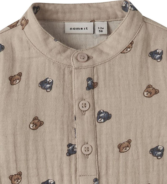 Name It Hemdromper l/s - NbmDutty - Chateau Gray - Name It - 1½ jaar (86) - Rompers Lange Mouw