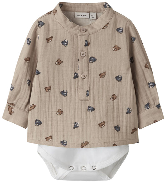 Name It Hemdromper l/s - NbmDutty - Chateau Gray - Name It - 74 - Rompers Lange Mouw