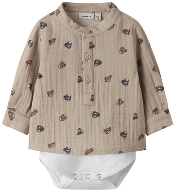Name It Hemdromper l/s - NbmDutty - Chateau Gray - Name It - 1½ jaar (86) - Rompers Lange Mouw
