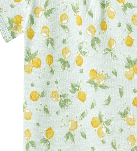 Wheat Romper s/s - Linet - Summer Blue Citrus - Wheat - 74 - Rompers Korte Mouw