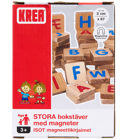 Krea Magneten - 67 st. - Hout - Grote Letters - Krea - OneSize - Magnetisch speelgoed