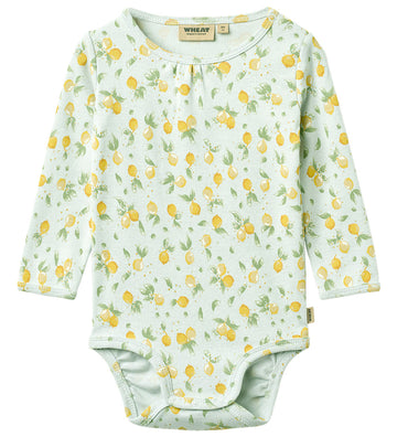 Wheat Romper l/s - Liv - Summer Blue Citrus - Wheat - 2 jaar (92) - Rompers Lange Mouw