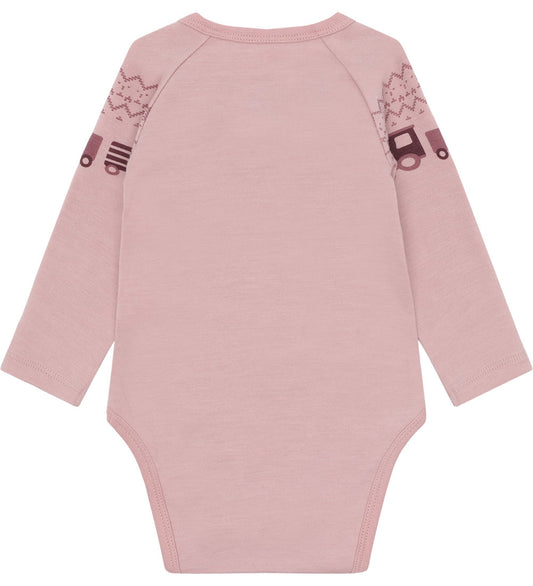 Hust and Claire Romper l/s - HcBo Train - Wol -Adobe Rose - Hust and Claire - 74 - Rompers Lange Mouw