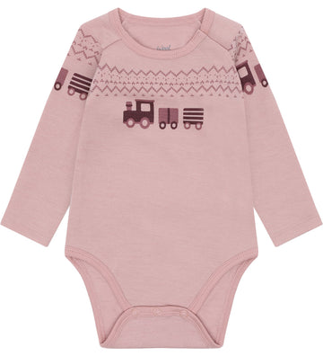 Hust and Claire Romper l/s - HcBo Train - Wol -Adobe Rose - Hust and Claire - 74 - Rompers Lange Mouw