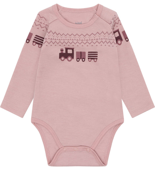 Hust and Claire Romper l/s - HcBo Train - Wol -Adobe Rose - Hust and Claire - 74 - Rompers Lange Mouw