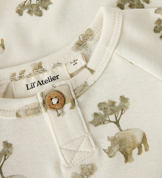 Lil' Atelier Romper l/s - NbmLayo - Slijm - Coconut Melk/Rhino - Lil Atelier - 74 - Rompers Lange Mouw