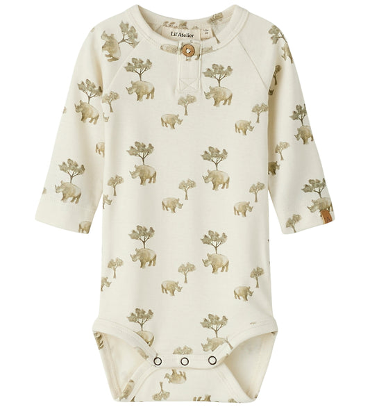 Lil' Atelier Romper l/s - NbmLayo - Slijm - Coconut Melk/Rhino - Lil Atelier - 74 - Rompers Lange Mouw