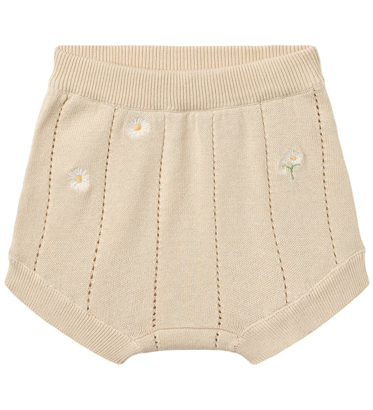 Wheat Babyshort - Gebreid/Pointelle - Dua - Sandshell White Flow - Wheat - 1 jaar (80) - Babyshorts