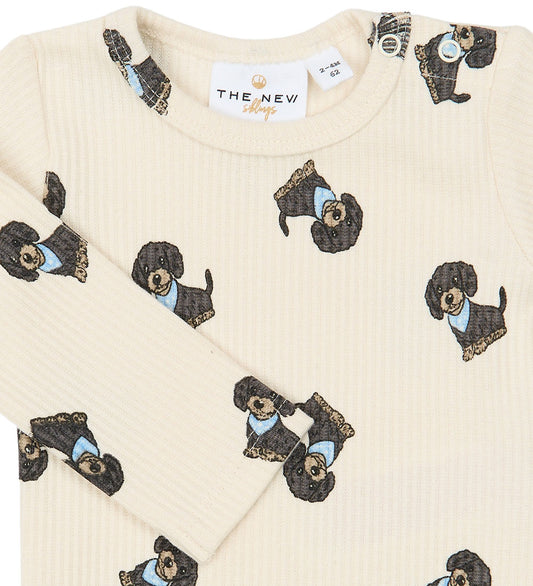 The New Romper l/s - Rib - TnsbSylvan - Gardenia AOP - The New - 68 - Rompers Lange Mouw