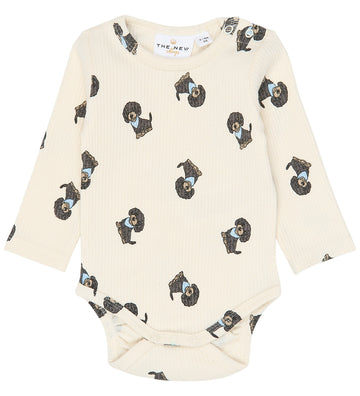 The New Romper l/s - Rib - TnsbSylvan - Gardenia AOP - The New - 68 - Rompers Lange Mouw