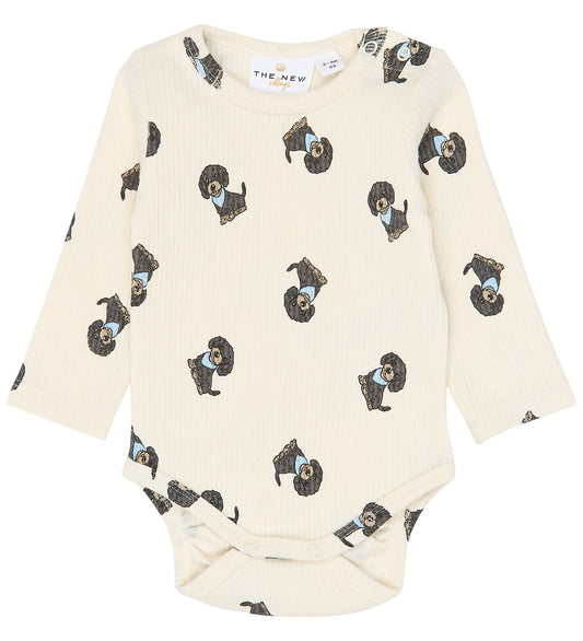 The New Romper l/s - Rib - TnsbSylvan - Gardenia AOP - The New - 68 - Rompers Lange Mouw