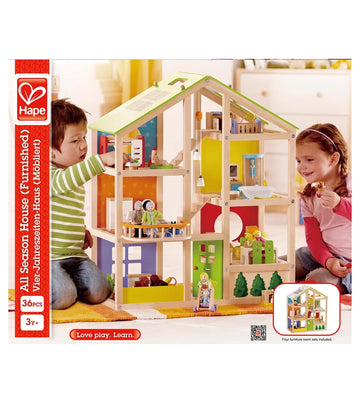 Hape Poppenhuis - 74 cm - Huis voor alle seizoenen - Hape - OneSize - Poppenhuizen