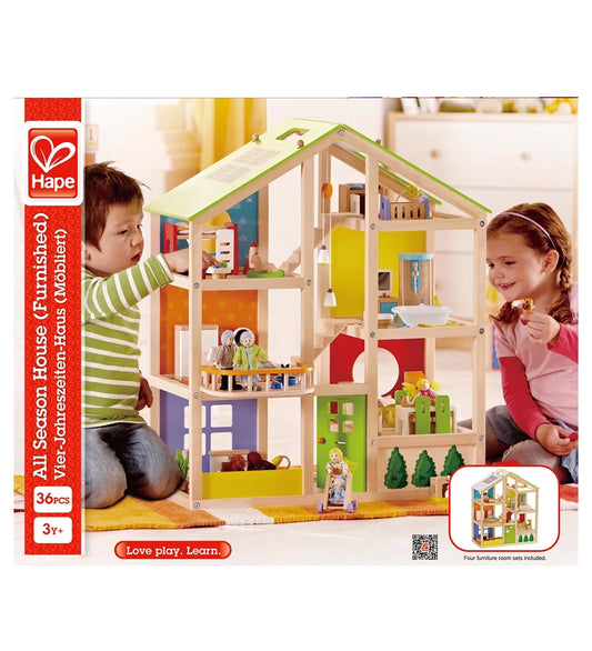 Hape Poppenhuis - 74 cm - Huis voor alle seizoenen - Hape - OneSize - Poppenhuizen